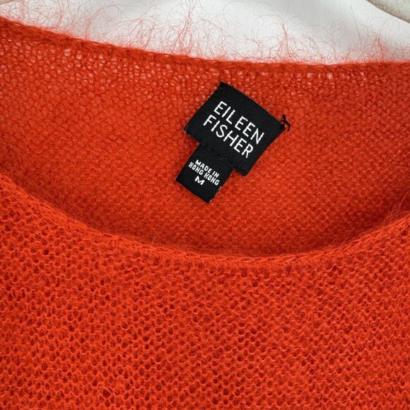 Eileen Fisher Sweater Women’s medium M orange kid mohair nylon stretch fall work - Picture 2 of 5
